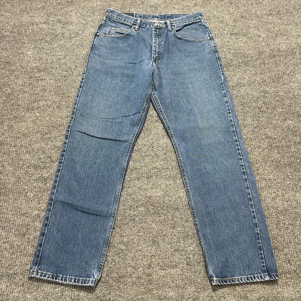 Wrangler Mens Straight Leg‎ Jeans Size 34x32 Blue Denim Relaxed Fit Mid Rise